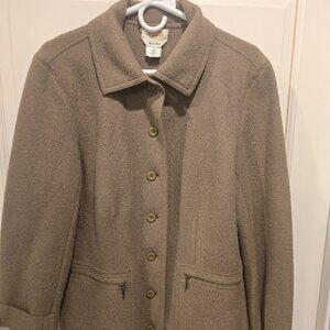 Talbots Olive Green Alpaca and Wool Button Up Jacket